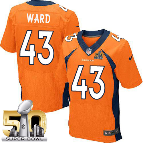 Men's Elite T.J. Ward Super Bowl L Nike Jersey Orange Home - #43 NFL Denver Broncos